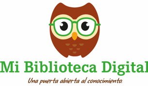 Logotipo de Mi Biblioteca digital, un búho con lentes verdes que representa el amor por los libros y la difusión del conocimiento.